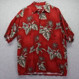 Campia Moda Shirt Mens Medium Hawaiian Casual Pocket Button Up Red Short Sleeve